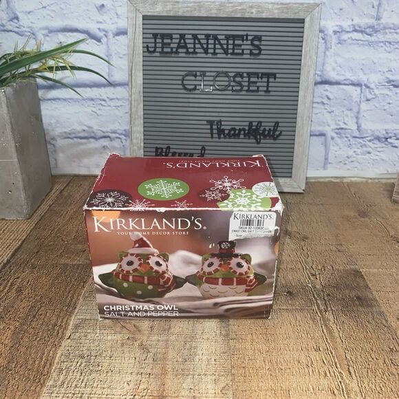 Kirklands Christmas Owls Salt And Pepper Shakers New In Box - Picture 3 of 5